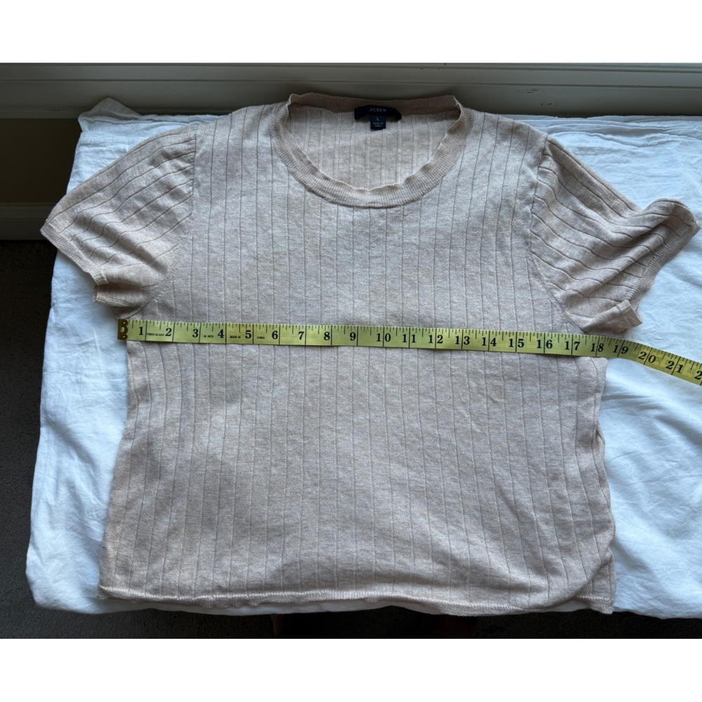 J crew silk cashmere blend cropped Short Sleeve Sweater Size Large - Picture 9 of 10